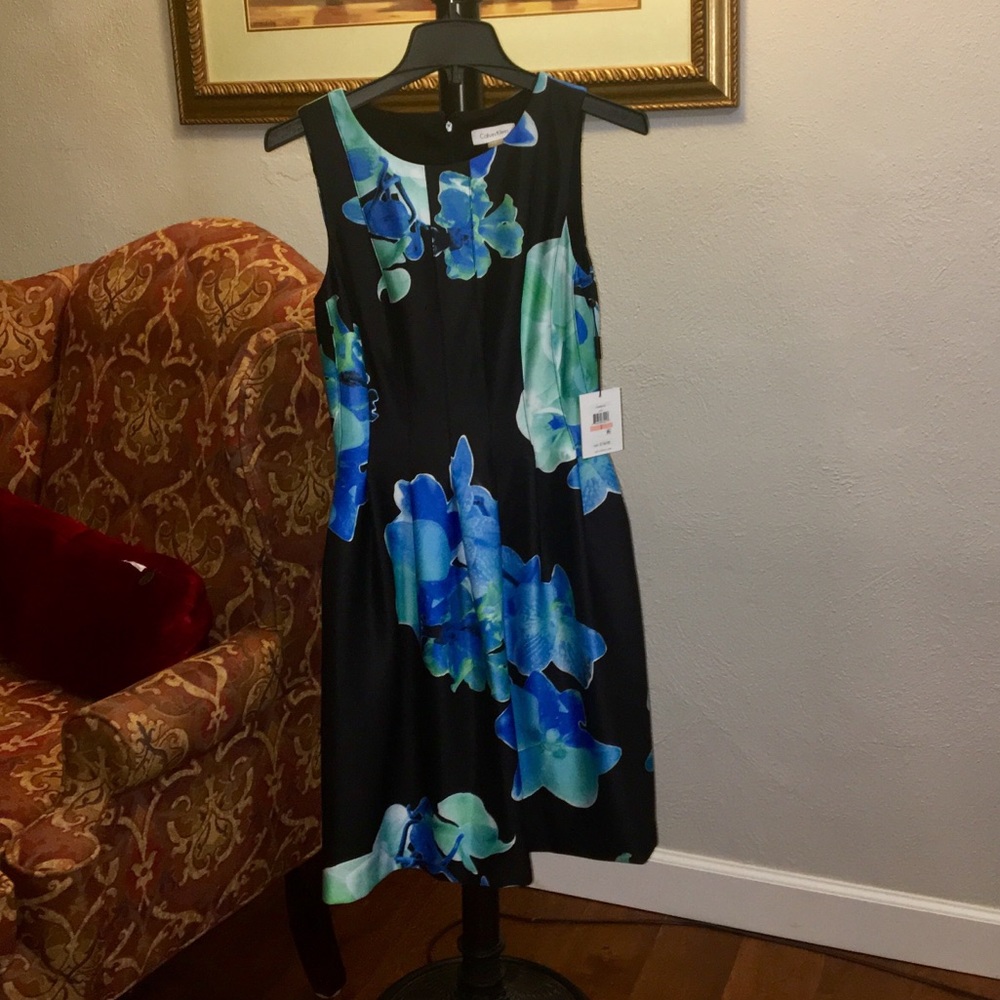 Calvin Kline floral seamed scuba dress